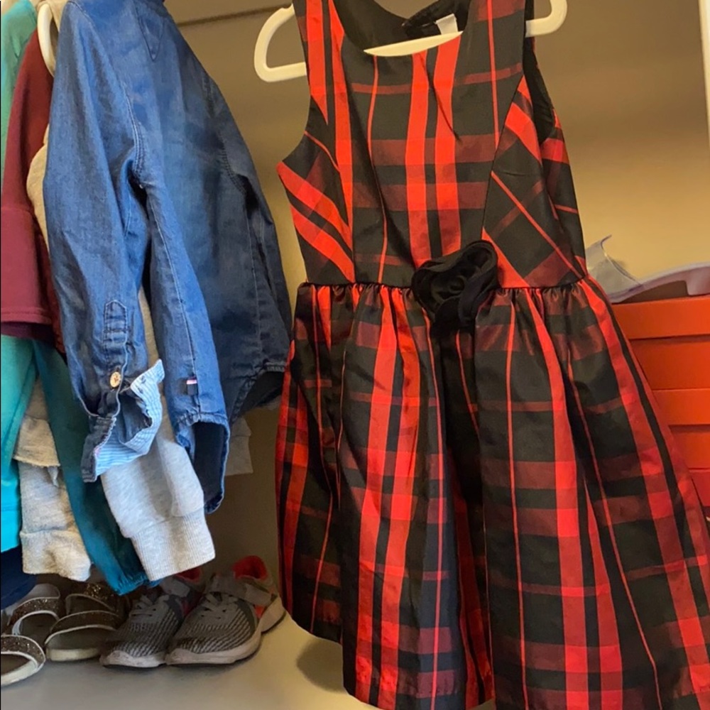 Plaid Black & Red Girls Christmas Dress 5T
